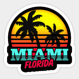 Retro Miami Florida Palm Trees 80's Sticker